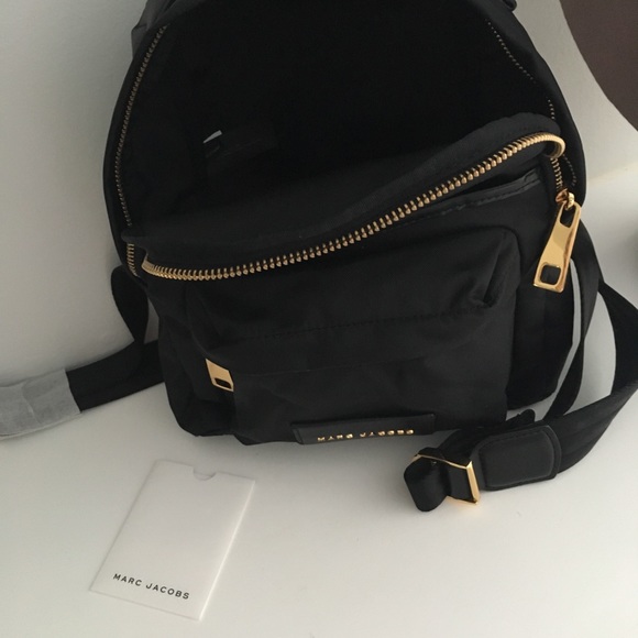 Marc Jacobs Mini Varsity Nylon Backpack Black Gold - Picture 6 of 8